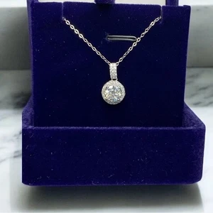 Collar Redondo Halo Moissanita 18K sobre 925 NUEVO - Imagen 1 de 7