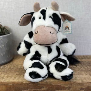 Jellycat Medium Squidgy Black & White Cow - Beanie Cow Vintage Rare With Tags - Picture 1 of 17