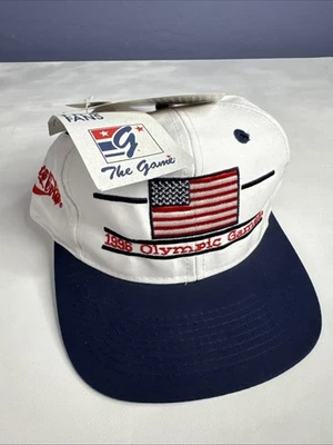 1996 Atlanta Olympics The Game Snapback Hat Coca Cola USA Flag New Vintage - Image 1 of 4