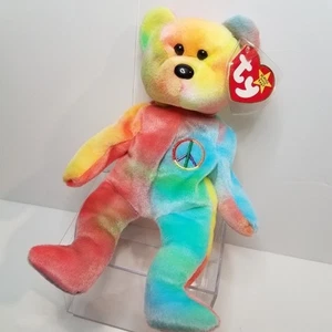 Funda protectora para bebé Peace Tie teñida Bear TY Beanie años 90 Y2K - Imagen 1 de 8