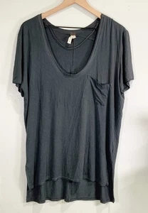 Free People We The Free Oversized Slouchy Pocket Tee Black Tunic Top P/S - Picture 1 of 8