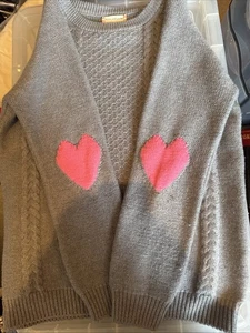Chinti & Parker Grey And Pink Heart 100 % Merino Wool Size Small Jumper - Picture 1 of 6
