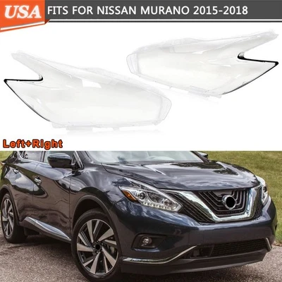 FOR 2015-18 Nissan Murano Pair Headlight Headlamp Clear Lens Lamp Cover Replace Foto 1 de 4