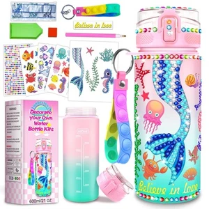 Decorate Your Own Water Bottle Kits for Girls Age 4-6-8-10 Mermaid Toys Paint... - Picture 1 of 6