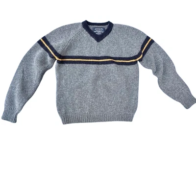 Antigo Suéter Masculino Abercrombie and Fitch Edição Autêntica Pequeno Cinza Lã Decote V - Imagem 1 de 4