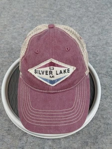 Silver Lake Michigan Hat Womens Tan / Light Maroon Snapback Blue84 - Picture 1 of 11