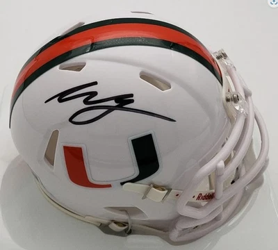 Minicasco autografiado por Hurricanes WILLIS MCGAHEE THE U - CERTIFICADO BECKETT Foto 1 de 2