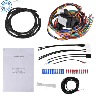 14 Circuit Universal Wire Harness 14 Fuse 12v Street Hot Rat Muscle Rod Wiring - Image 1 of 4