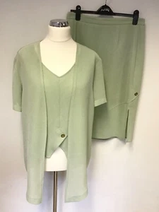 JOSEPH RIBKOFF LIGHT GREEN SKIRT, TOP & JACKET SET SIZE XL - Picture 1 of 9