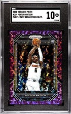 2022-23 Panini Prizm Peyton Watson 38/75 Purple Fast Break SGC 10 Gem Mint