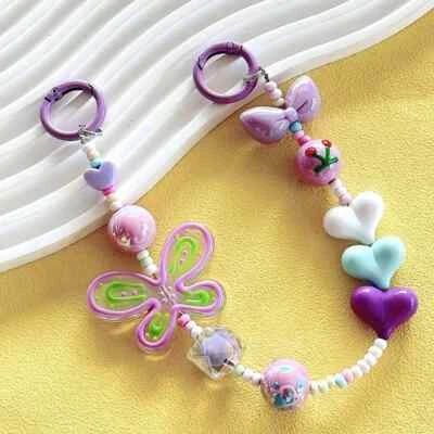 lindo divertido color cuentas encanto para teléfono móvil, bolsos, llaves, mochilas, morado Foto 1 de 3