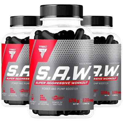 TREC NUTRITION S.A.W. 120 Kapseln - Pre-Workout Booster mit 3 Kreatinarten für maximale Power