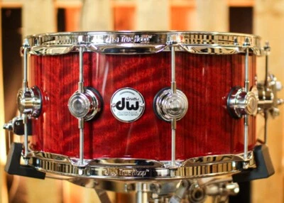 DW 6.5x14 Collector's Maple VLT Cherry Stain over Nyatoh Snare Drum - SO#1378891 - Image 1 of 4