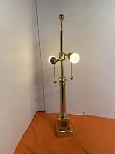 Vintage executive BRASS BOUILLOTE 2 ARM DOUBLE BULB LAMP Prisoner Of Warm Emblem - Picture 1 of 14