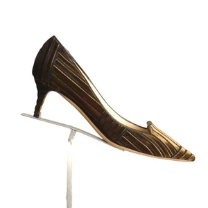 JIMMY CHOO- Stripe Velvet Kitten Heel Pumps, Size 39 - Picture 1 of 5