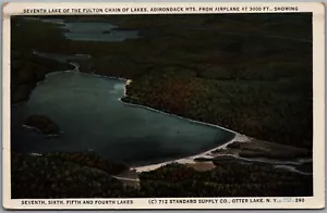 Postcard New York Seventh Lake of Fulton Chain of Lakes Aerial View Adirondacks - Bild 1 von 2
