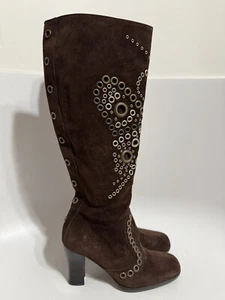 Vtg Dolce & Gabbana Brown Suede Eyelet Butterfly Boots 35.5 - Picture 1 of 8