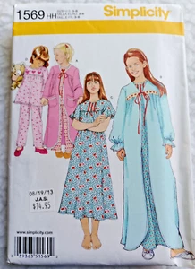 Ropa de dormir Simplicity 1569 para niños/niñas bata pijama camisón patrón talla 3-6 - Imagen 1 de 2