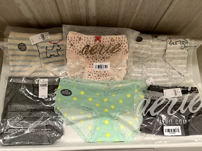 NEW Aerie 6pc Boyshort Panties- Stripes/Lace/Gray/Mint- Women’s Size XS - Image 1 of 4