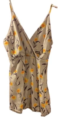 Camiseta sin mangas RVCA para mujer beige floral BOHO con correa de espagueti sin mangas talla S Foto 1 de 4