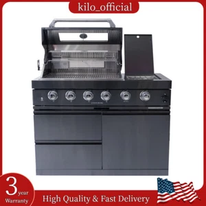 4Burner Outdoor Kitchen Island Gas Grill Sink Stainless Steel BBQ Storage Drawer - Picture 1 of 24