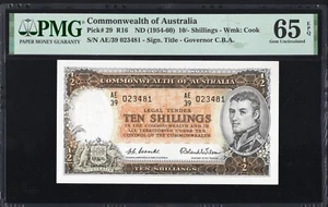 Australia 10 Shillings P29 R16 1954-60 Coombs Wilson PMG65 Gem UNC EPQ PERFECT - Picture 1 of 3