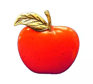 Punze PIN Thanksgiving Vintage APFEL mit BLATT Keramik 1990er Brosche - Bild 1 von 2