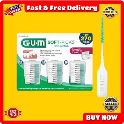 GUM Soft-Picks Original, Fácil de Usar Palillos Dentales para Limpieza de Dientes y Encías... Foto 1 de 4