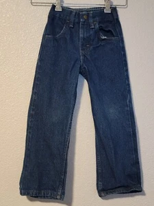 Rustler Jeans Boys Size 5 Slim Straight Elastic Waist Heavy Duty Denim Dark Blue - Picture 1 of 7