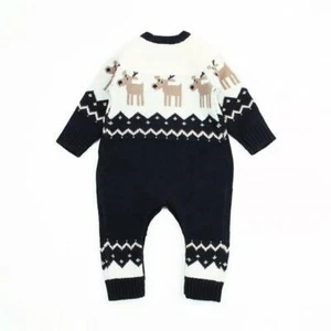 NWT - PAT PAT Baby's REINDEER PRINT KNIT ONE PIECE Jumpsuit - 6/9 Months PATPAT - Picture 1 of 9