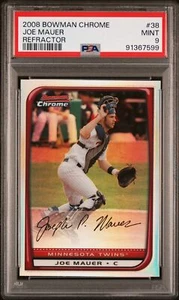 2008 BOWMAN CHROME REFRACTOR #38 JOE MAUER PSA 9 - Picture 1 of 2