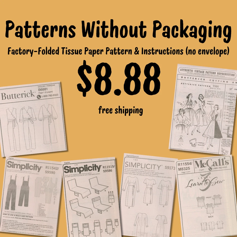 NO ENVELOPE Burda, McCall's, Simplicity & More Sewing PATTERNS WITHOUT PACKAGING - Image 1 of 4