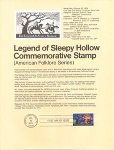 #7418 10c Sleepy Hollow Stamp #1548 Souvenir Page - Picture 1 of 1
