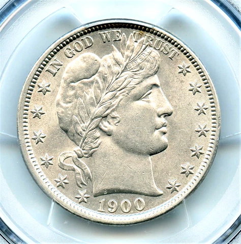1900 Barber Half Dollar, PCGS AU58 Cover