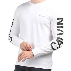 MAGLIETTA CALVIN KLEIN NUOVA CON ETICHETTE PREZZO AL PUBBLICO $64,99 BIANCA GIROCOLLO MANICA LUNGA TAGLIA M L - Foto 1 di 2