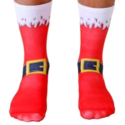 Living Royal Santa Boots Christmas Xmas Crew Socks 手工制作 美国全新带标签 1 双 — 第 1/3 张图片