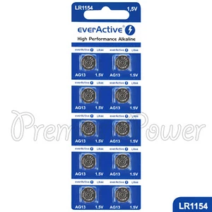 10 x everActive AG13 LR44 Alkaline batteries LR1154 A76 SR41 1.5V GREAT VALUE - Picture 1 of 1