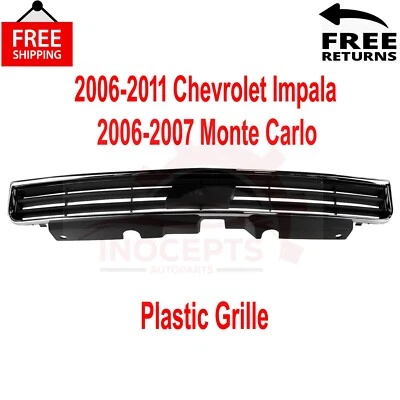 New Grille Assembly For 06-11 Chevrolet Impala 06-07 Monte Carlo Plastic Grille Foto 1 de 4