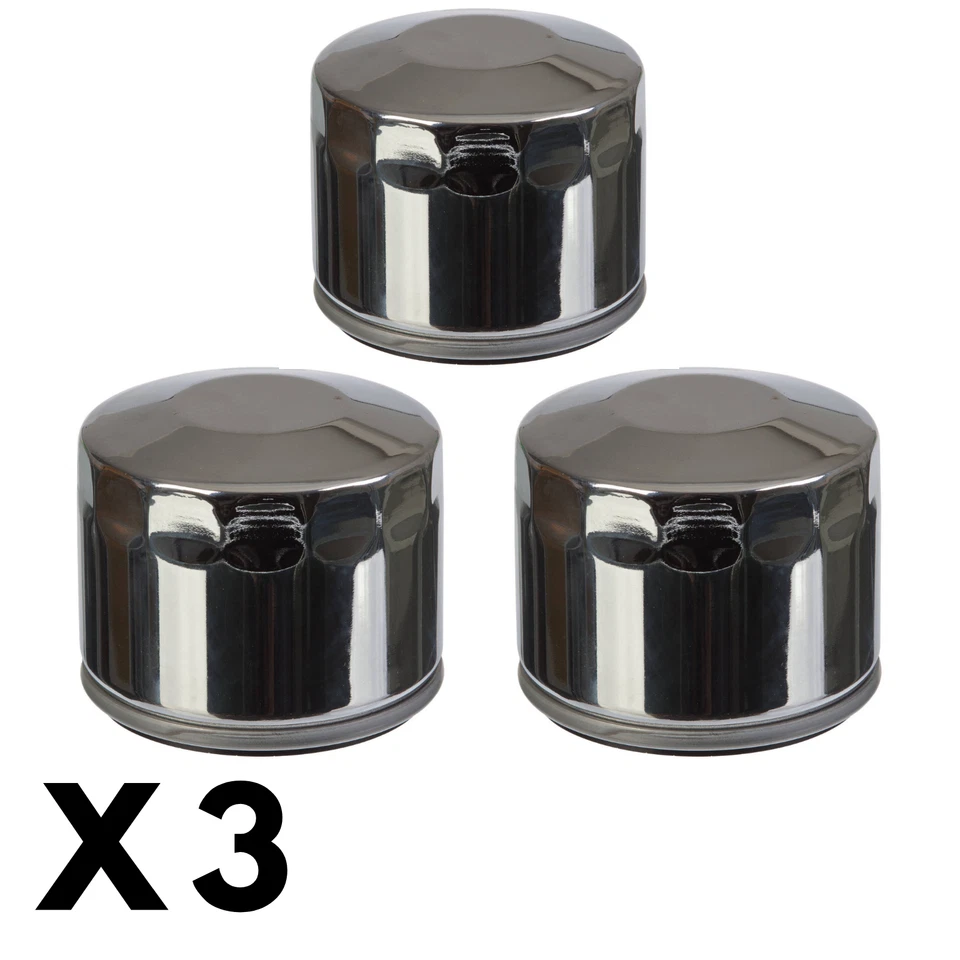 Paquete de 3 filtros de aceite cromados blancos para Harley FXE 1340 Super Glide 1983-1984 Foto 1 de 1