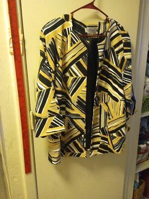 Kasper Black Colorful Lined Geometric Artsy Blazer Jacket Size 14 - Image 1 of 4