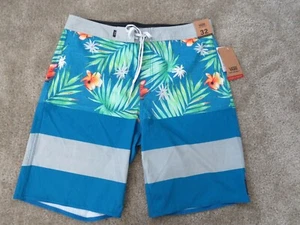 NWT VANS Hawaiian Floral Blue white board swim beach shorts 32 - Picture 1 of 6