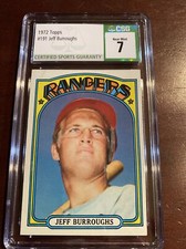 1972 Topps JEFF BURROUGHS RC CSG 7 Texas Rangers