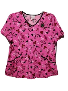Scrubstar Hearts That Heal V-Neck Scrub Top Womens Size  XL - NEW - Picture 1 of 5