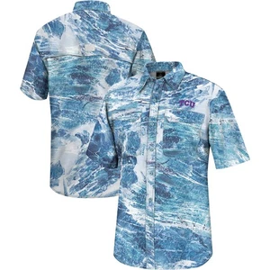 Men's Colosseum  Blue TCU Horned Frogs Realtree Aspect Charter Full-Button - Picture 1 of 3