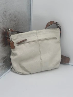 Auténtico Bandolera Coach F15064 Cuero Blanco Guijarro Bleecker Lona Hombro Foto 1 de 4
