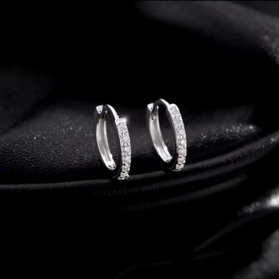 Nuevos Pendientes de Aro 14 Piedras Moissanita 13mm Plata Esterlina 925 Certificado GRA Foto 1 de 4