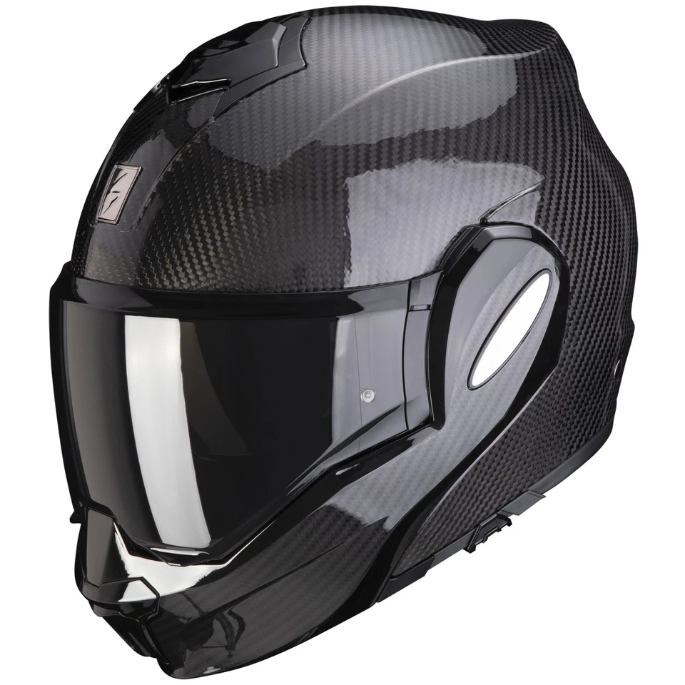 Casco moto Scorpion Exo-Tech Evo Carbon Solid nero casco pieghevole visiera... - Immagine 1 di 1