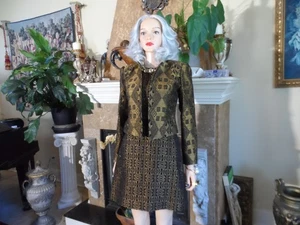 Christian Lacroix Paris 2000er Kollektion Schwarz Gold Brokat Kleid Set Größe S - Bild 1 von 24