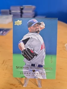 Toppa Upper Deck 2008 Johan Santana Gold Foil /99 & UDX gioco indossato New York Mets - Foto 1 di 4