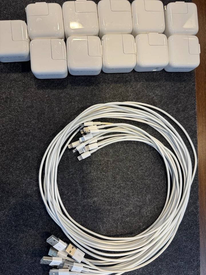 11x原装苹果12W USB电源适配器+12x苹果Lightning USB线缆 — 第 1/4 张图片